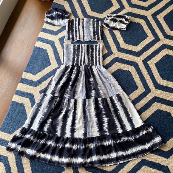 🔲 BOHO BLACK NAVY GREY HIGH WAIST MAXI SKIRT + CROP TOP SET! - Picture 6 of 8